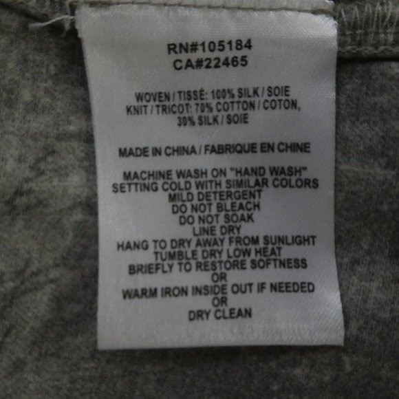 Silk V Neck GoBy GoSilk Metal Zip Pullover Top Mex Media Woven Raw Hem Washable - Picture 6 of 7